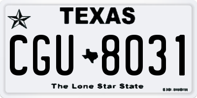 TX license plate CGU8031