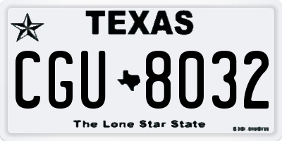 TX license plate CGU8032