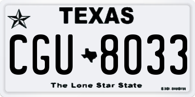 TX license plate CGU8033