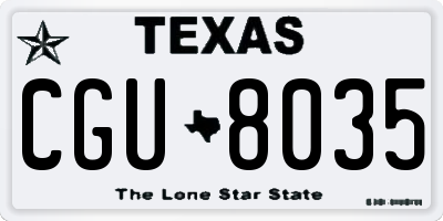TX license plate CGU8035