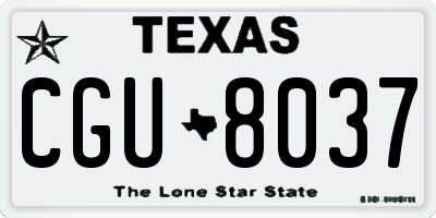 TX license plate CGU8037