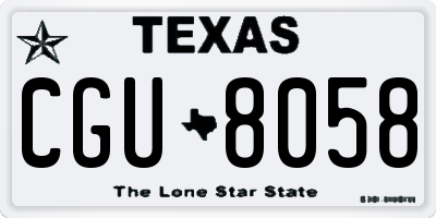 TX license plate CGU8058
