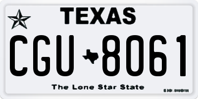 TX license plate CGU8061