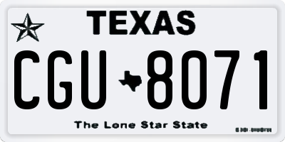 TX license plate CGU8071