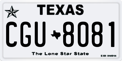 TX license plate CGU8081