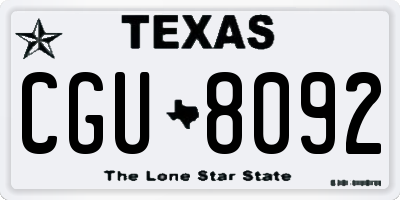 TX license plate CGU8092