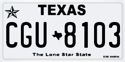 TX license plate CGU8103