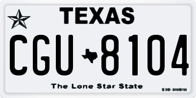 TX license plate CGU8104