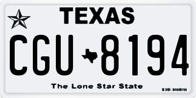 TX license plate CGU8194