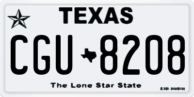 TX license plate CGU8208