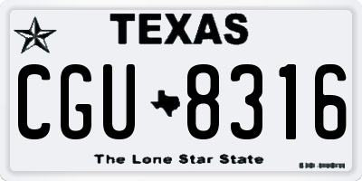 TX license plate CGU8316