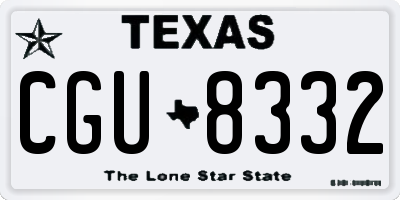 TX license plate CGU8332