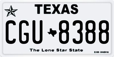 TX license plate CGU8388