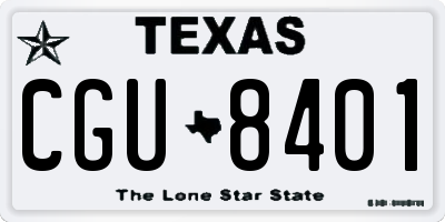 TX license plate CGU8401