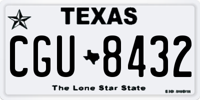TX license plate CGU8432
