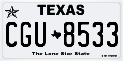 TX license plate CGU8533