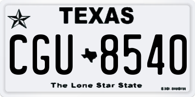 TX license plate CGU8540