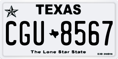 TX license plate CGU8567