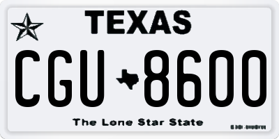 TX license plate CGU8600