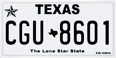 TX license plate CGU8601