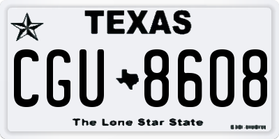 TX license plate CGU8608