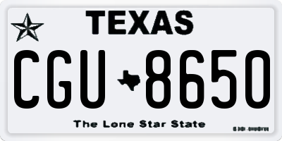 TX license plate CGU8650