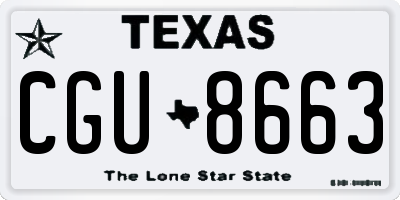 TX license plate CGU8663