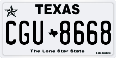 TX license plate CGU8668