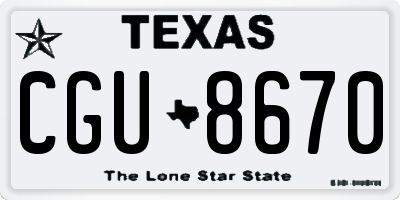 TX license plate CGU8670