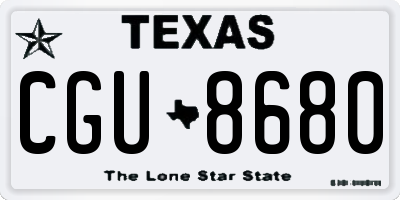 TX license plate CGU8680