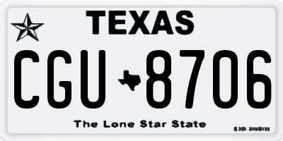 TX license plate CGU8706
