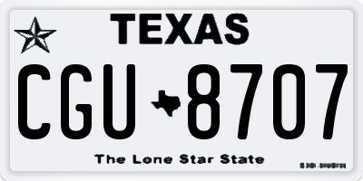 TX license plate CGU8707