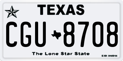 TX license plate CGU8708