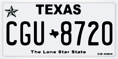 TX license plate CGU8720