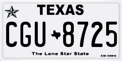 TX license plate CGU8725