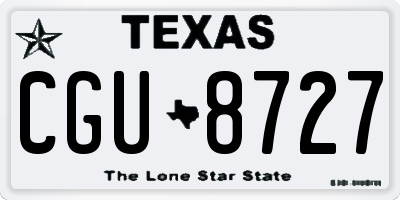 TX license plate CGU8727