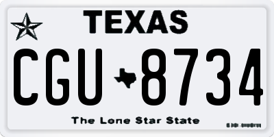 TX license plate CGU8734