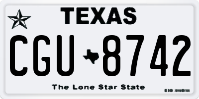 TX license plate CGU8742