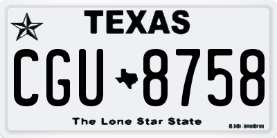 TX license plate CGU8758
