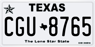 TX license plate CGU8765