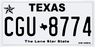 TX license plate CGU8774
