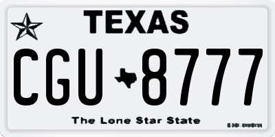 TX license plate CGU8777