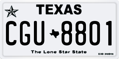 TX license plate CGU8801