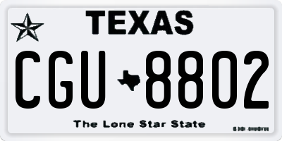 TX license plate CGU8802