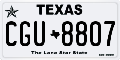 TX license plate CGU8807