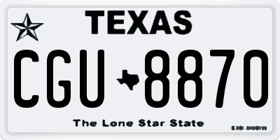 TX license plate CGU8870