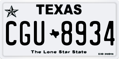 TX license plate CGU8934