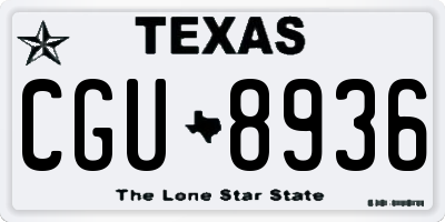 TX license plate CGU8936