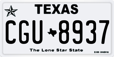 TX license plate CGU8937