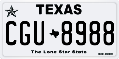 TX license plate CGU8988